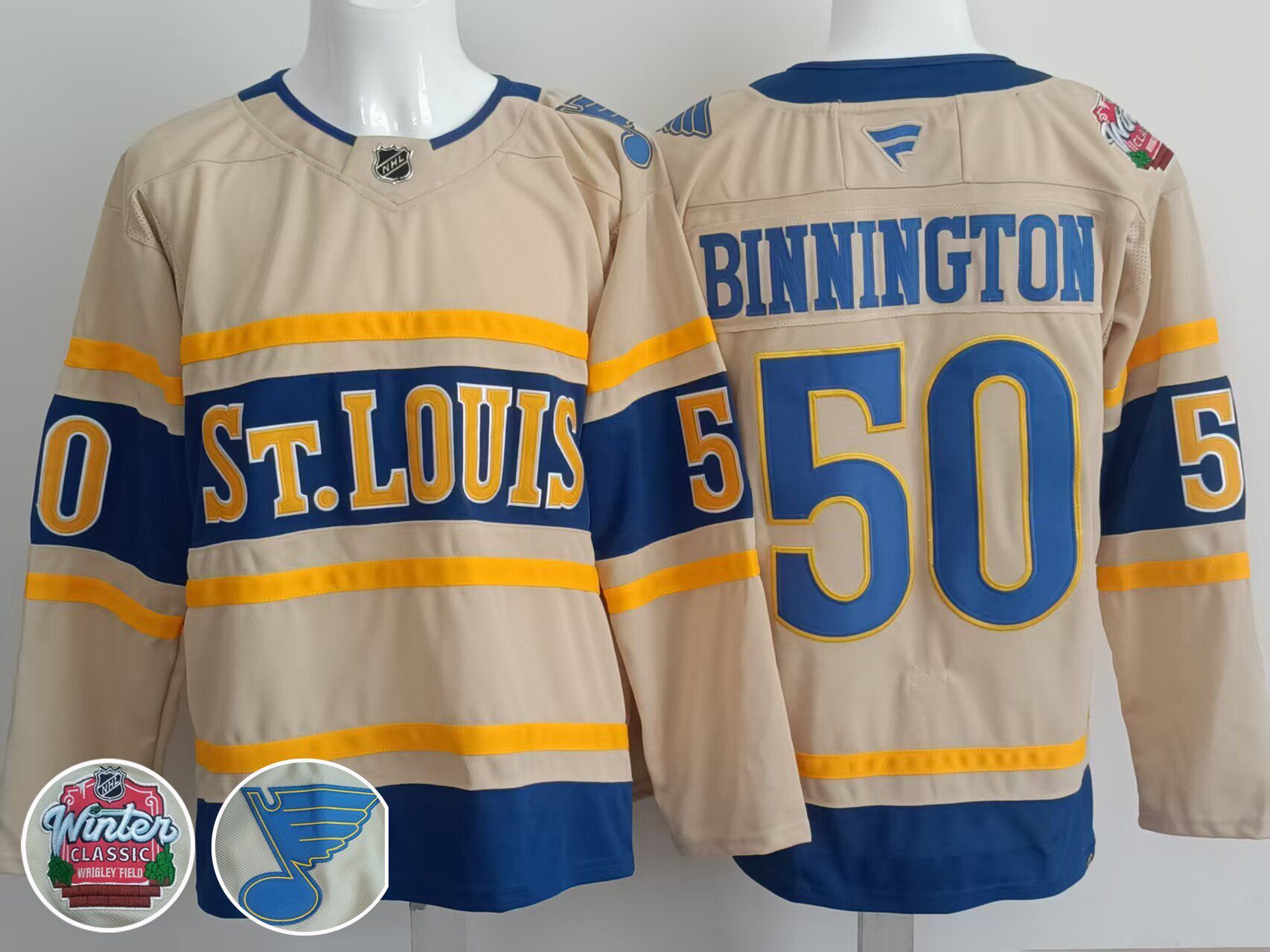 Men St.Louis Blues #50 Binnington Cream 2025 Fanatics Classic Edition NHL Jersey